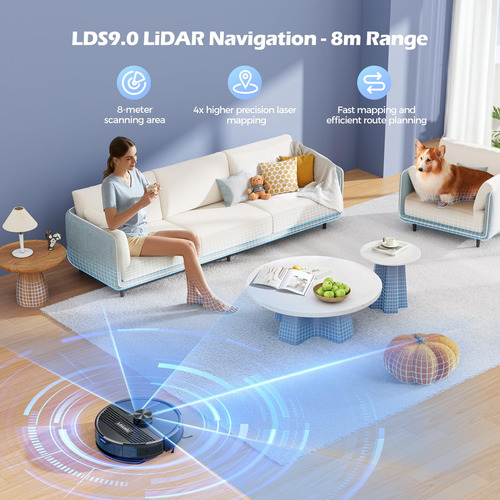Robot Aspirador 4500pa 3 En 1 Con Mapeo Y Navegación Lidar