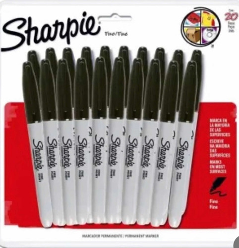 Marcador Permanente Sharpie Negro 20 Pz