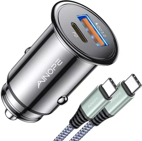 Adaptador AINOPE Cargador USB Para Coche Carga Rapida-Silver