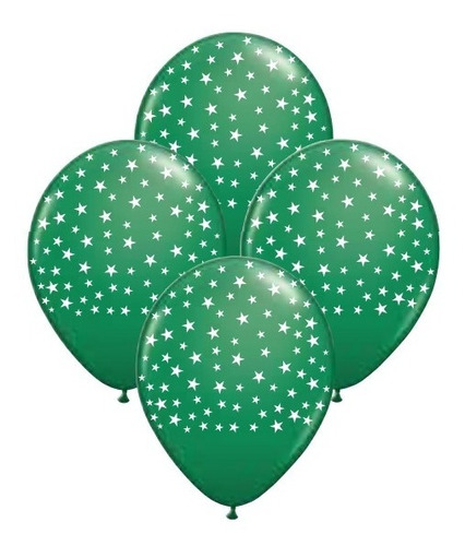 Globos Estrellitas Verde Oscuro X10 Unid Chirimbolos