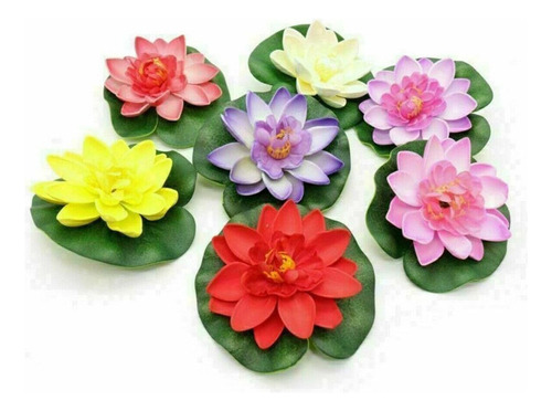 10 Pzs Artificiales Loto Flores Lirio Cojín Flotante Ornamen
