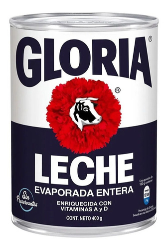 Leche Evaporada 400 Gr. Marca Gloria 