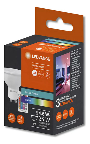 Pack 3 Foco Led Ledvance Rgb + 3 Dicro Gu10 Control Remoto