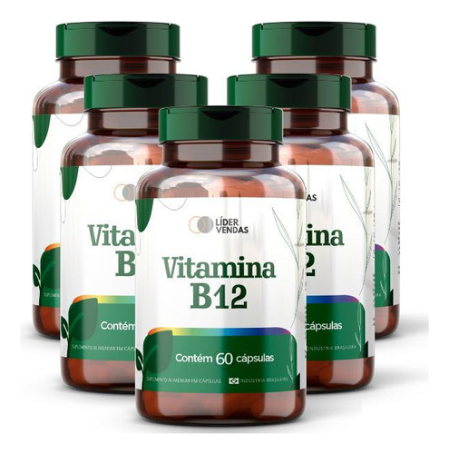 Vitamina B12 Com 60 Cápsulas 500mg - Kit 5 Potes