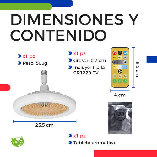 Ventilador De Techo Con Luz Led De 10 Pulgadas Para Aromaterapia Slim Company Conector E27 Ajustable 30w 350 Rpm 5 Aspas 3 Velocidades Con Control Remoto 3 Intensidades Color Amarillo