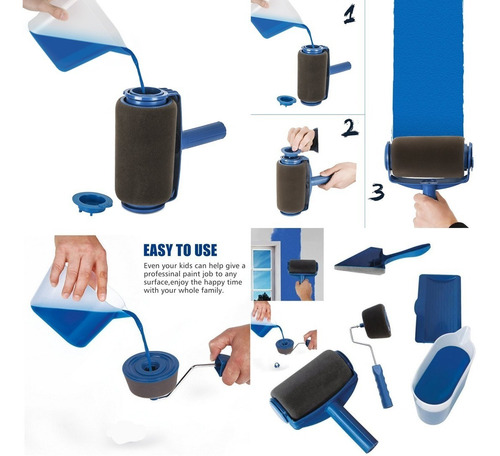 Set Rodillo Pintar Fácil Antiderrame Recargable Con Fierro