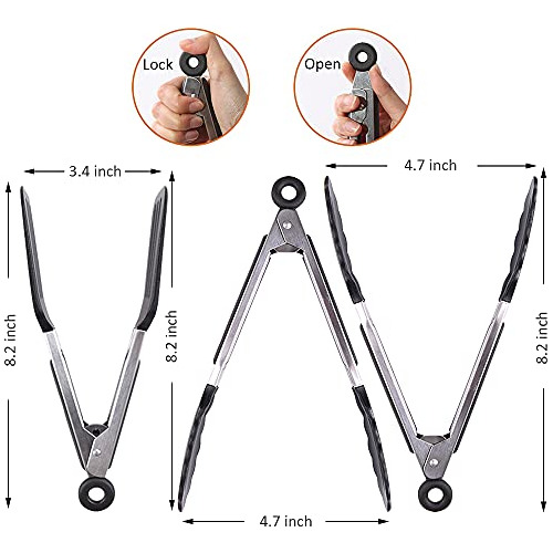 Mini Silicone Serving Tongs Set Of 3 - Non-stick Small ...