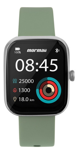 Relógio Smartwatch Mormaii Life Ultra Verde - Molifeuac/8v Caixa Prateado Bisel Prateado
