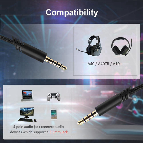 2 Cables De Repuesto Para Auriculares Astro A40, Audio Ca