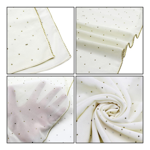 Pashmina Larga De Chiffon Suave Con Brillantes Mujer