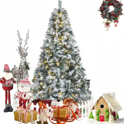 Arbol Navidad Artificial Nevado 1.8m De Pvc Pino Blanco