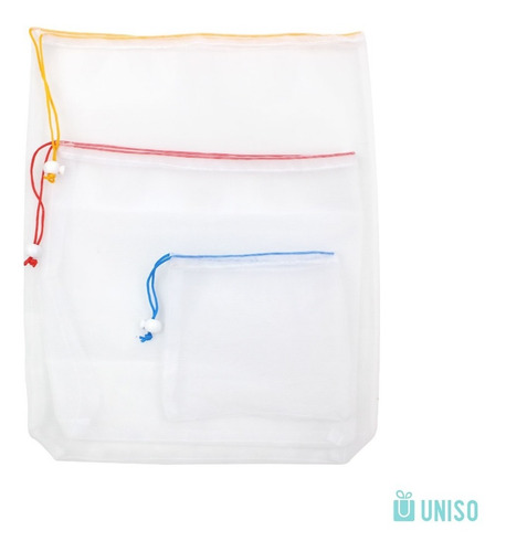 Imagem 2 de 2 de Kit 3 Sacos Para Legumes E Frutas Pequeno