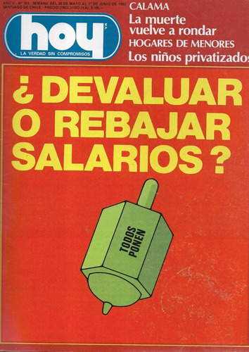 Revista Hoy 1-06-82 N° 253 / Hogares De Menores Privatizados