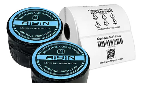 Aiyin 2 Rollos Etiqueta Térmica 4x2 102x51mm 100x50mm 1500etq Resistente a los Rayos Uv Al Agua Al Aceite y a los Arañazos Color Blanco
