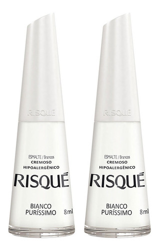 Esmalte Risqué Branco Cremoso Branco Puríssimo 8ml C/ 2un.