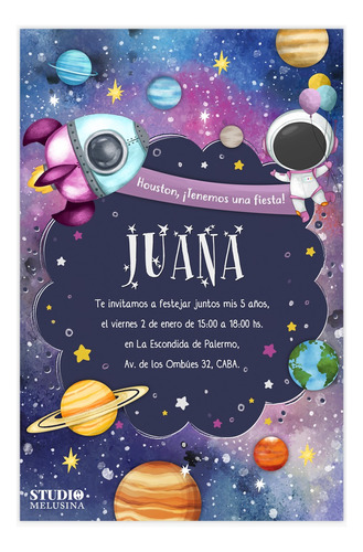 Invitación Virtual E Imprimible El Espacio Para Nena