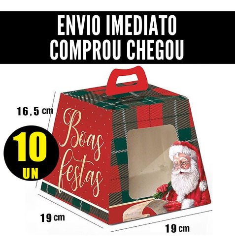 10 Caixas De Panetone Com Visor 500g Chocotone Natal Cromus