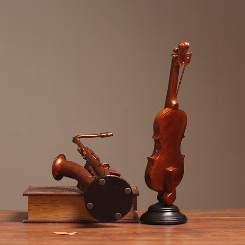 Estatuilla De Instrumento Musical Con Base Violín Ornamento