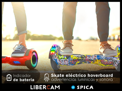 Imagen 5 de 10 de Patineta Scooter Electrica Hoverboard Spica S-90 Luz Rgb Bt