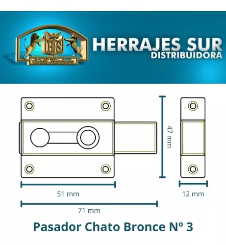 Pasador Puerta Ventana Con Traba Resorte Nº3 71mm Bronce