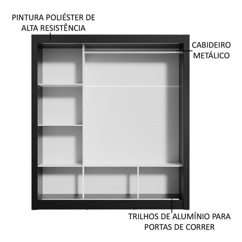 Imagen 4 de 8 de Ropero Madesa Mônaco color negro de mdp con 3 puertas corredizas