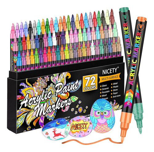 Nicety 72 Colores Boligrafos De Pintura Acrilica Marcadores