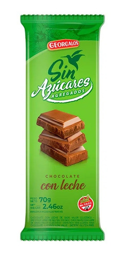 Chocolate Georgalos Con Leche Sin Azúcar 70gr - Cioccolato