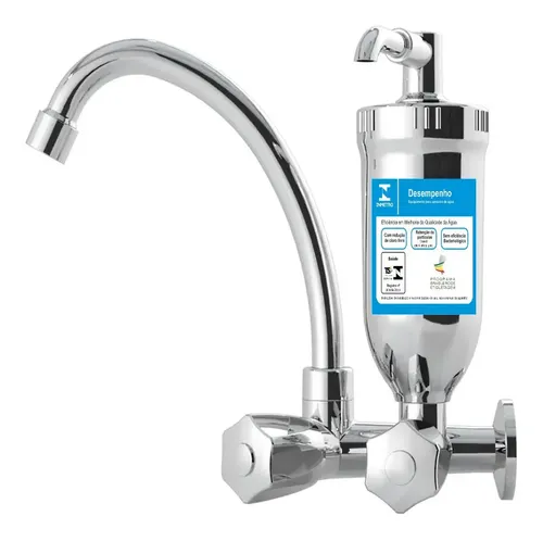Torneira Filtro De Cozinha Parede Slim Cromado ¼ Volta C-25 Cor P...