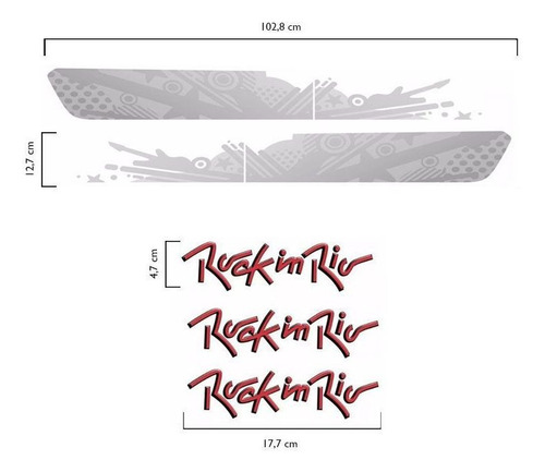 Kit Faixa Prata Gol Saveiro Fox Rock In Rio 2015 + Emblemas