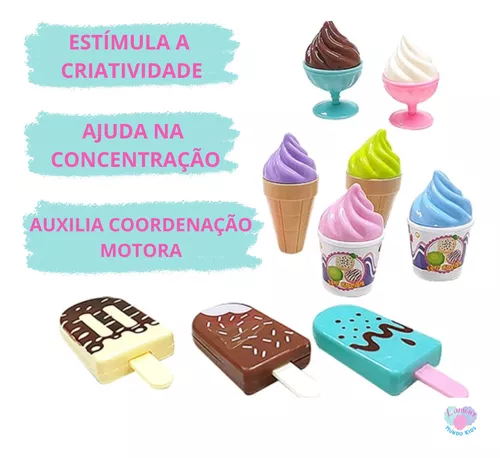 Kit Sorvetinho Com 5 Peças Brinquedo Cozinha Montar Sorvete