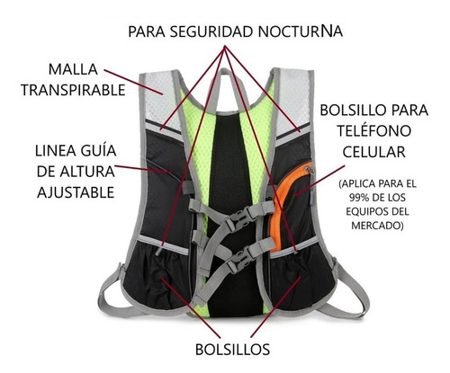 Imagen 5 de 6 de Chaleco Con Compartimiento Para Vejiga De Hidratación