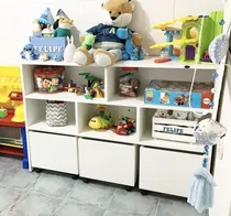 Comprar Mueble Juguetero Organizador Infantil Estantes Cubos Ruedas