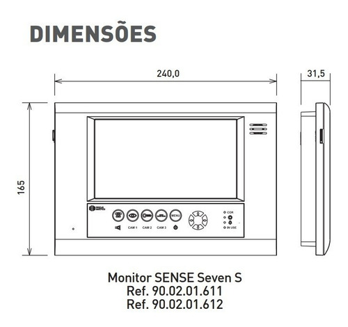 Imagem 5 de 10 de Kit Vídeo Porteiro Hdl Sense Seven Memória Grava Foto Vídeo