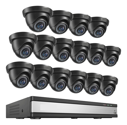 Sistema De Cámara De Seguridad De 2mp 16ch Black H265 + Dvr