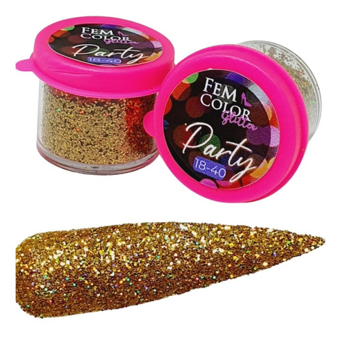 Gibre Glitter Deco Uñas Nails Holo Gold 18-40 Femcolor