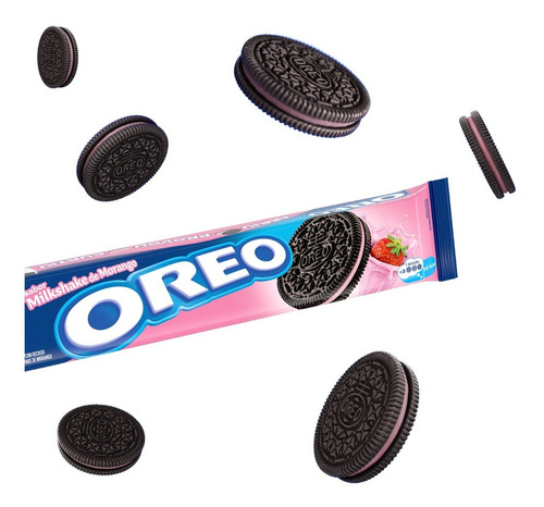 Imagem 6 de 7 de Biscoito Recheado Milkshake De Morango Oreo 90g
