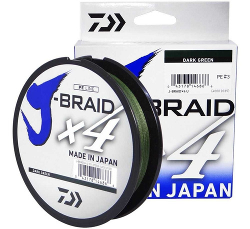 Imagem 1 de 1 de Linha Multifilamento J-braid X4 0,25mm 30lb 270m - Daiwa