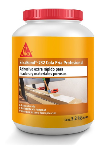 Imagen 1 de 8 de Sikabond 232 Cola Fría Profesional Secado Extra Rápido 3,2kg