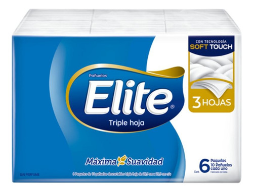 Pañuelos Elite 6 Pack X 10 U Triple Hoja Tecno Soft Touch