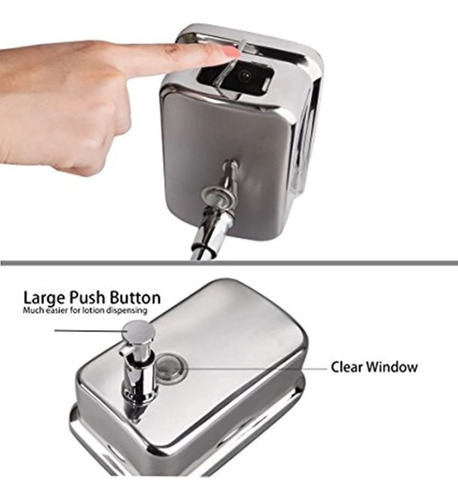 Dispensador De Jabón Rellenable Acero Inox 800 Ml Color Plateado