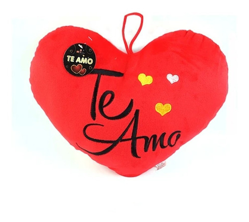 Cojin Forma Corazon Frase Rojo Te Amo 20cm