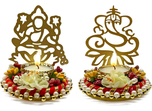 Satvik 1 Par Lakshmi Ganesh Decorative Shadow Diya, Decoraci