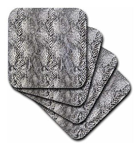 3drose Faux Silver Snakeskin - Posavasos Suaves, Juego De 8 