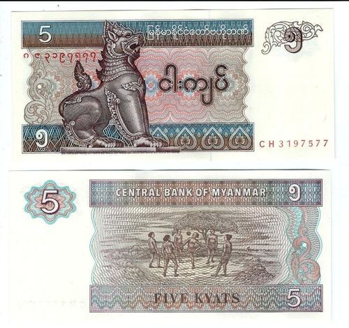 Birmania / Myanmar - Billete 5 Kyats - 1996 - Unc.