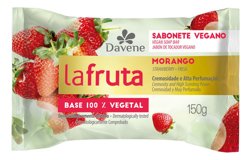 Sabão em barra Davene Vegetal Morango La Fruta de 150 g