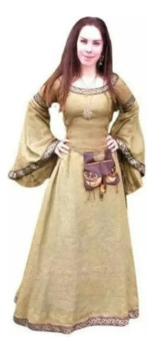 Vestido Gótico Medieval De Mujer Vestido Partido Manga Larga
