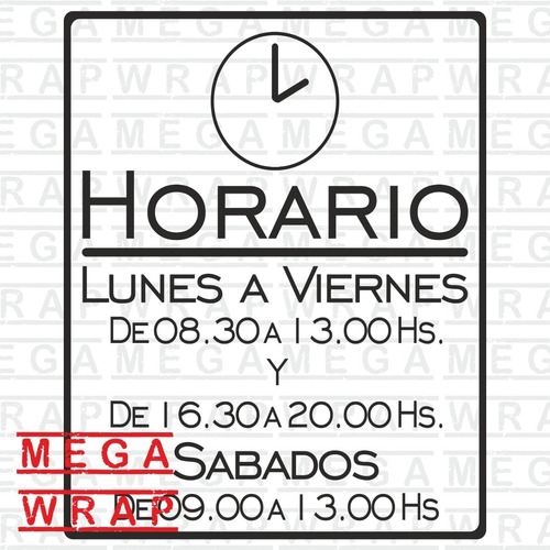 Vinilo Horario De Local. Cartel De Horario. Calco De Horario