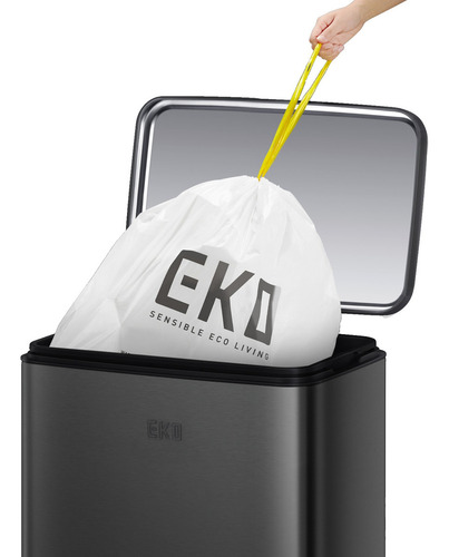 Bote Basura Tapa Acero Inoxidable Eko 12 L Pedal Color Metalico