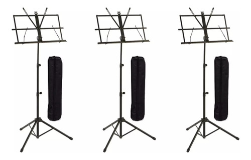 Estante Partitura Suporte Pedestal Regulavel Bag - Kit Com 3