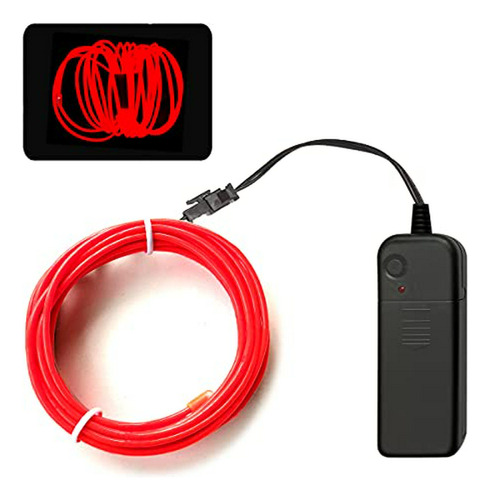 El Wire Rojo, Luz Neon Con Pilas Para Fiestas, Halloween